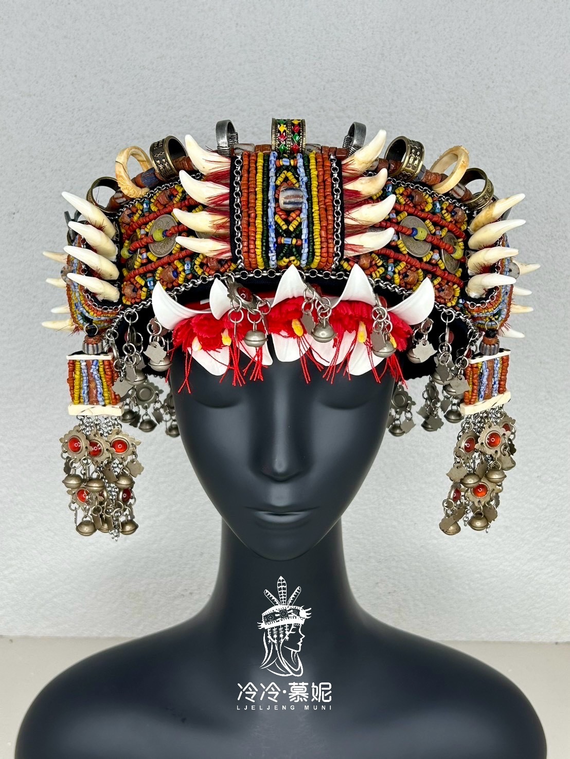 No.72十錢古幣貿易老珠小牙頭飾