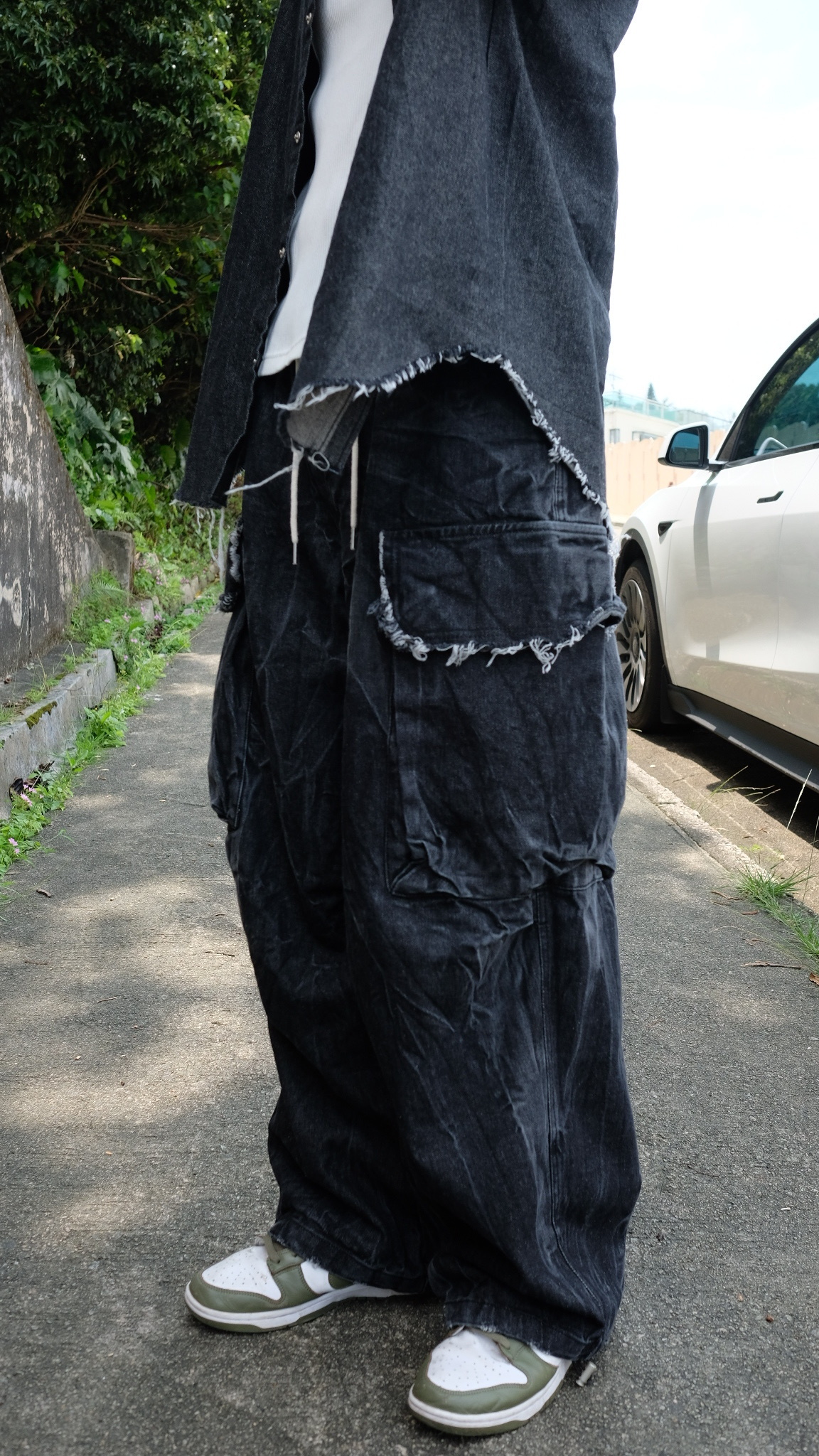 LPT0015 白邊牛仔闊褲