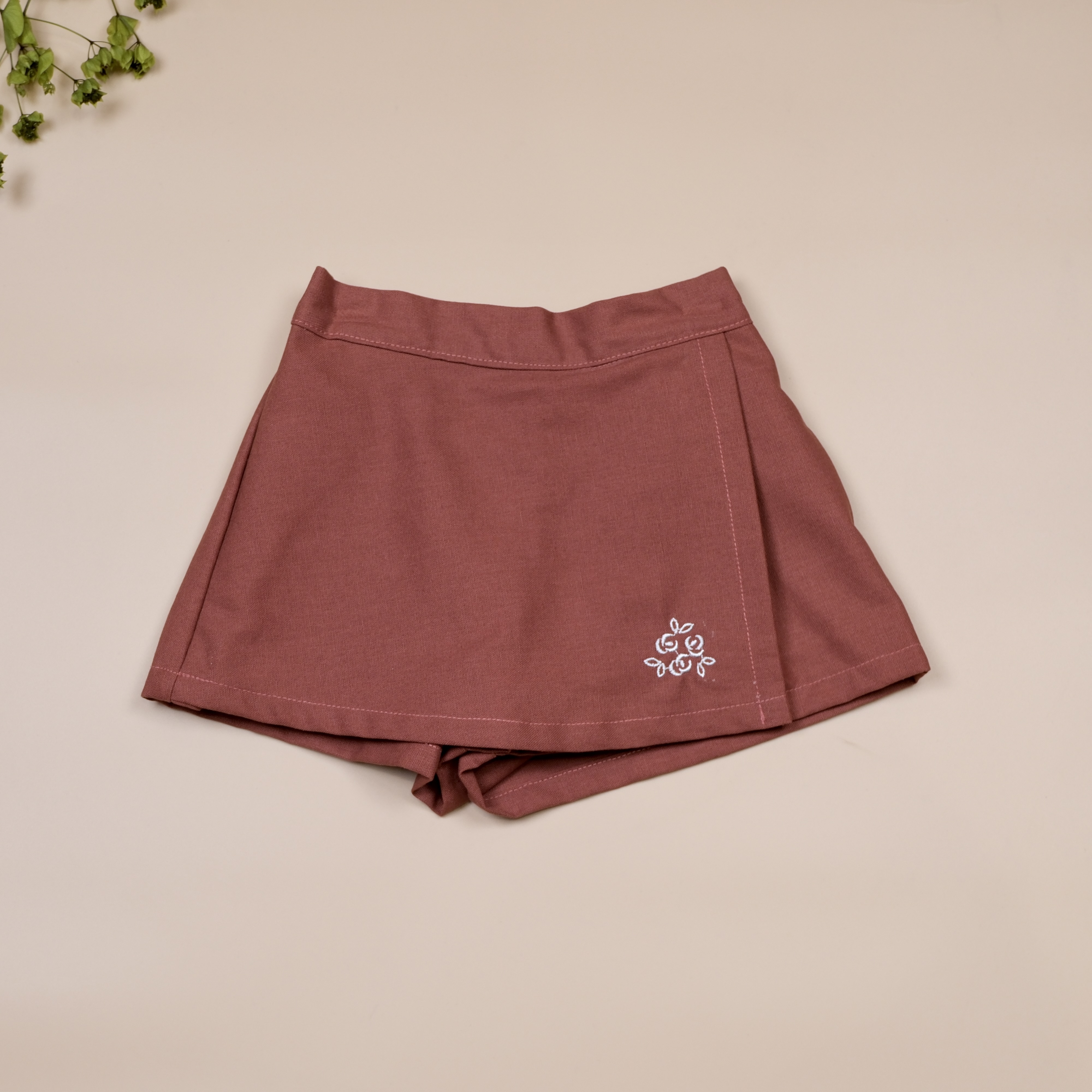 繁英刺繡系列 ◈ 豆沙 ◈ 女童裙片設計褲裙