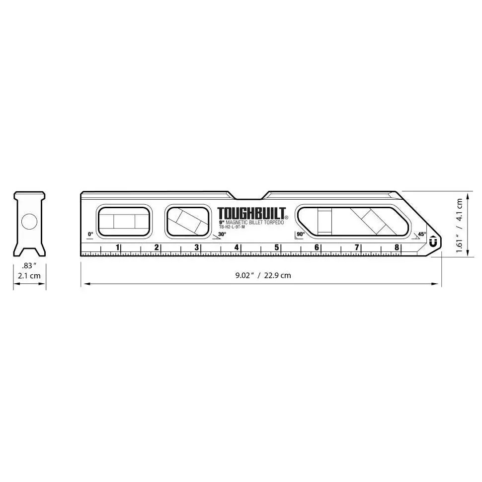 TOUGHBUILT 磁性帶燈金屬水平尺9" TB-H2-L-9T-M