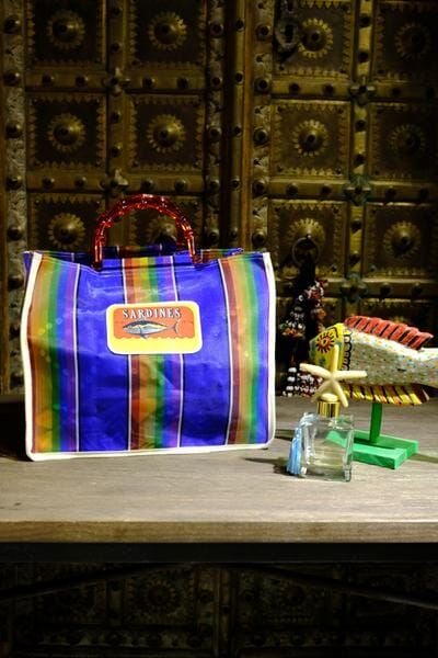 條紋圖案手挽袋 (MAB0001N)