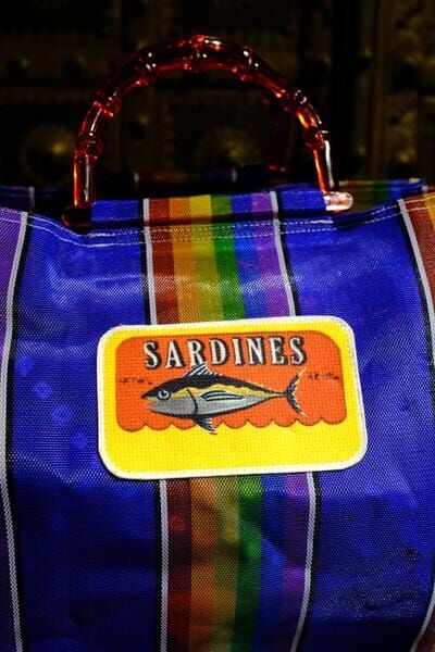 條紋圖案手挽袋 (MAB0001N)