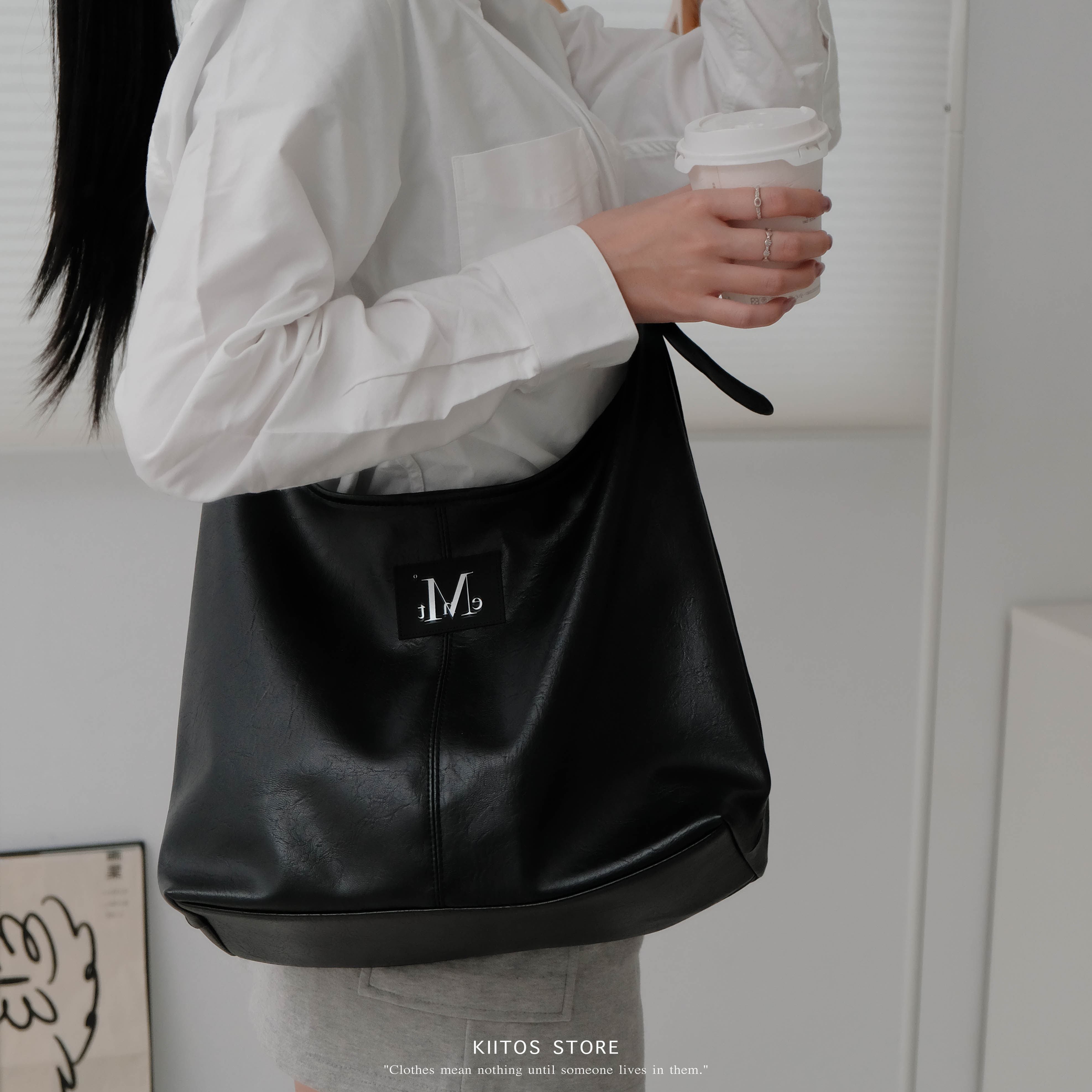 【現貨】 韓國代購 MUCENT CRECENT LEATHER SHOULDER BAG 月牙皮革肩背包 子母包