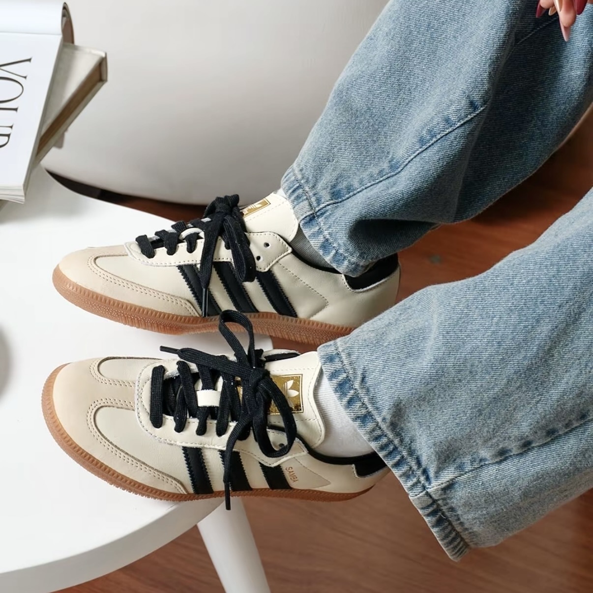 泰妍同款🧁奶油餅乾samba黑金德訓鞋