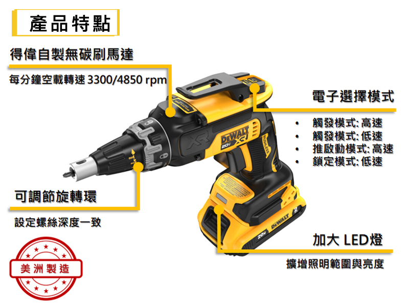 得偉 DEWALT 20V 二代 輕隔間 起子機 DCF630D2T 雙電2.0 DCF630