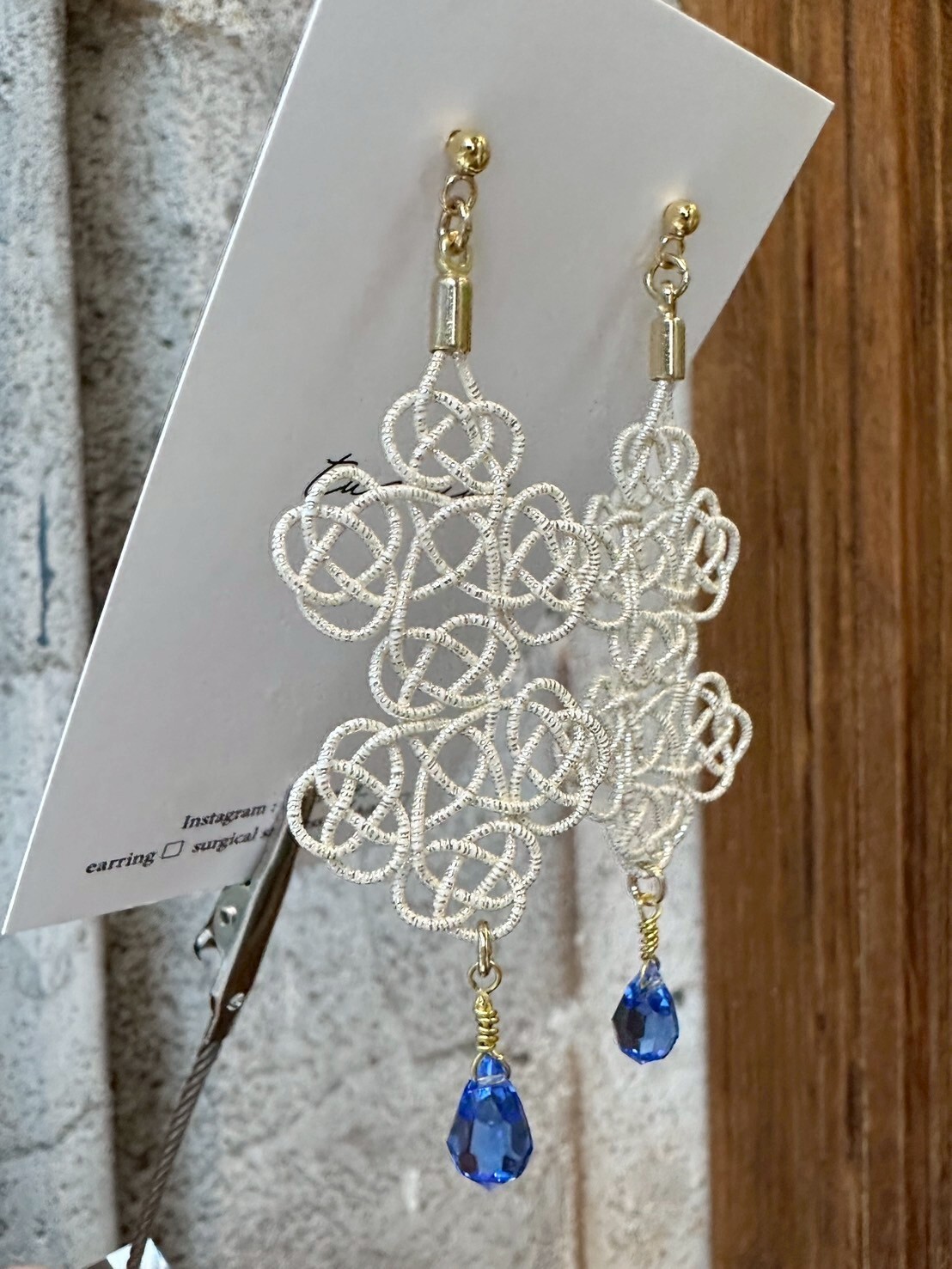 [TUMUGI] 水引五重窗花耳環 | 白色 | 耳針 | NO.172