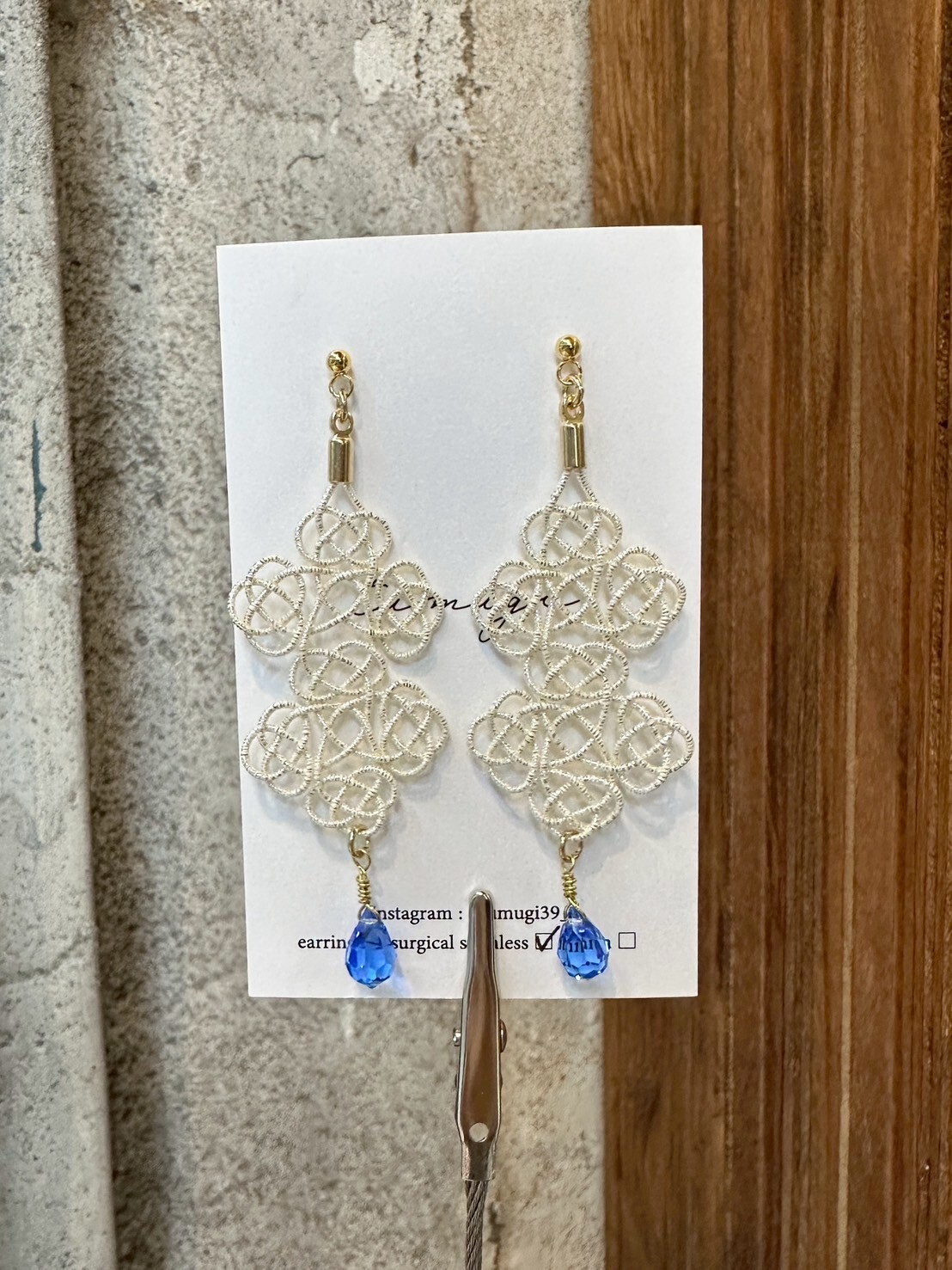 [TUMUGI] 水引五重窗花耳環 | 白色 | 耳針 | NO.172