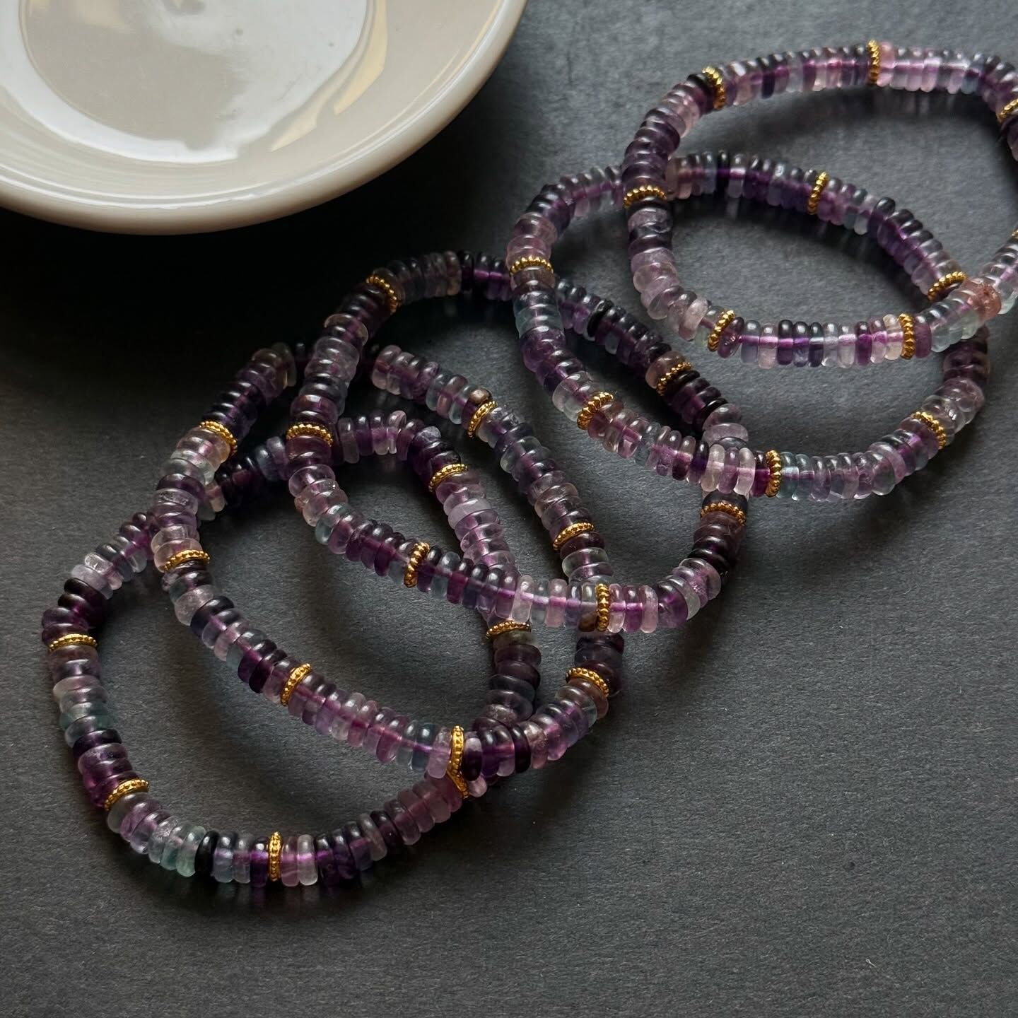 [原石] 螢石 算盤珠水晶手串