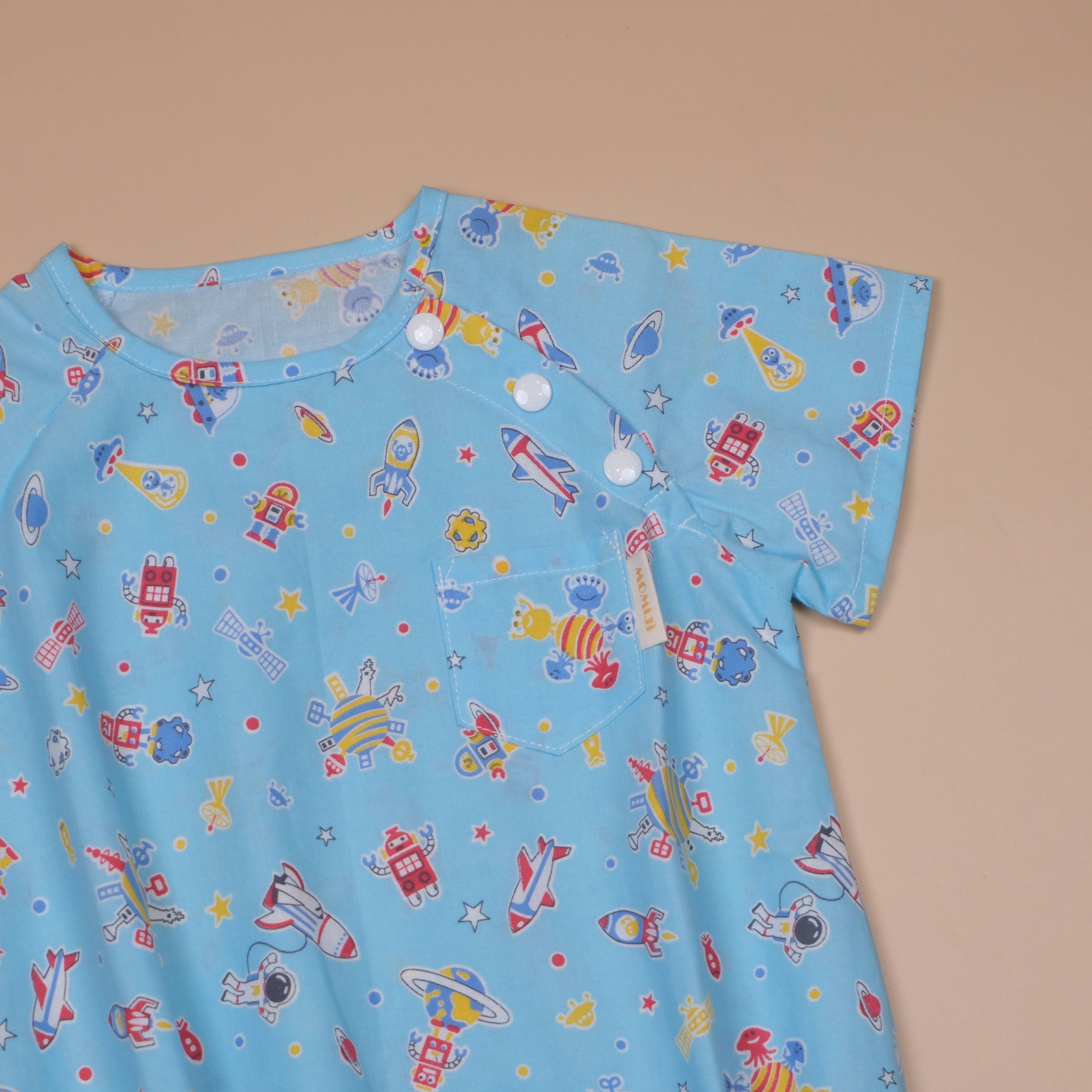 散步日和系列 ⧳ 天空藍外太空 ⧳ 手作嬰幼兒短袖連身包屁衣