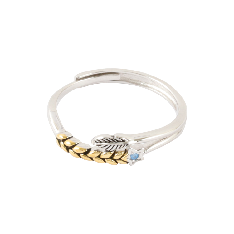 新品-純銀對戒，情侶戒指 星芒麥穗；與你歲歲年年 柔光中閃耀愛意（4054女款）