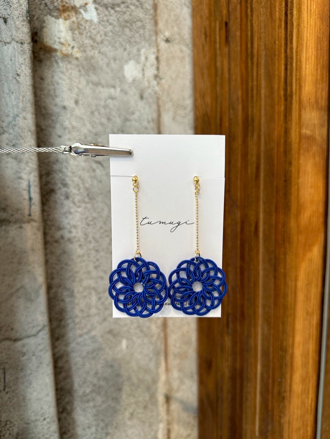[TUMUGI] 水引花火耳環 | 武士藍 | 耳夾 | NO.161
