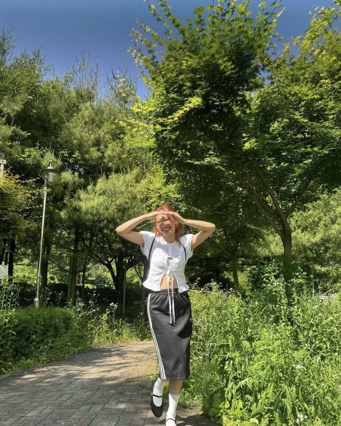 TWICE林娜璉同款 Adidas三線開叉長裙✨