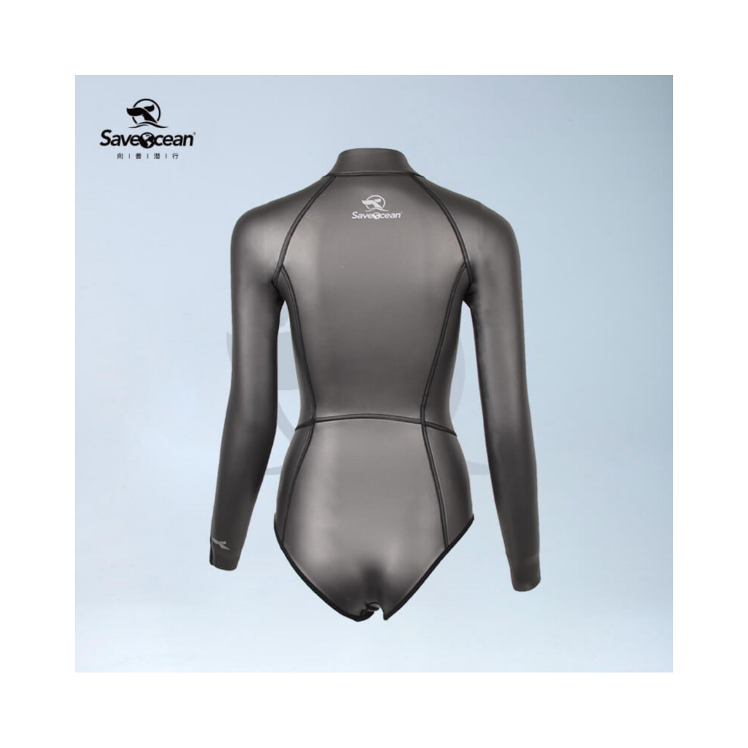 預購 Saveocean 月光盈月系列 2.0mm炫彩前拉链比基尼 鈦金灰 2026