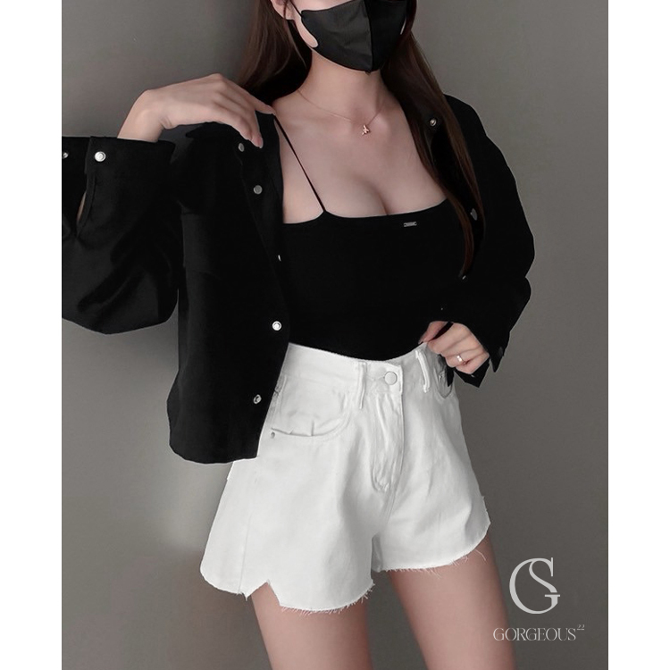 LE021 現貨「Summer刷鬚不規則A字短褲」