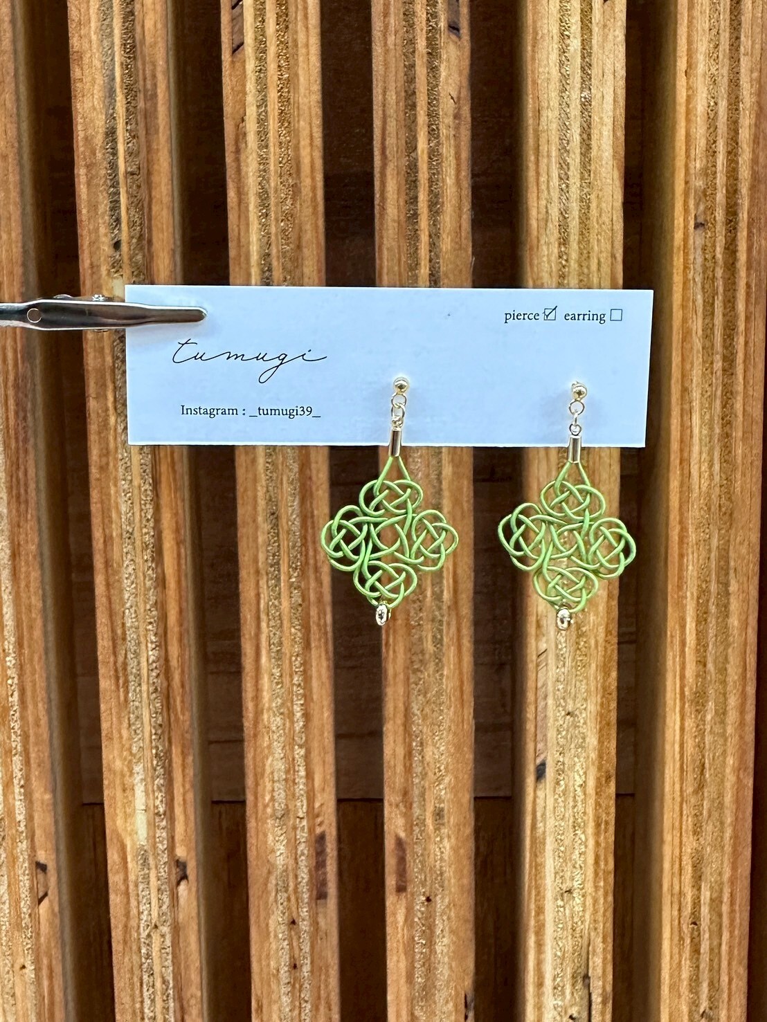 [TUMUGI] 水引四重窗花耳環 | 京都草色 | 耳針 | NO.159