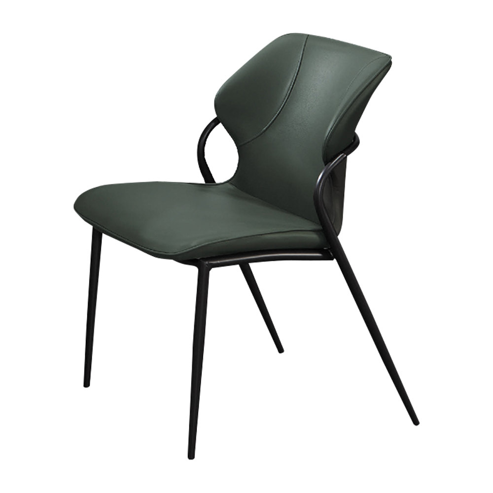 奧卡司工業風墨綠色皮革餐椅/單椅/休閒椅/洽談椅/商業椅