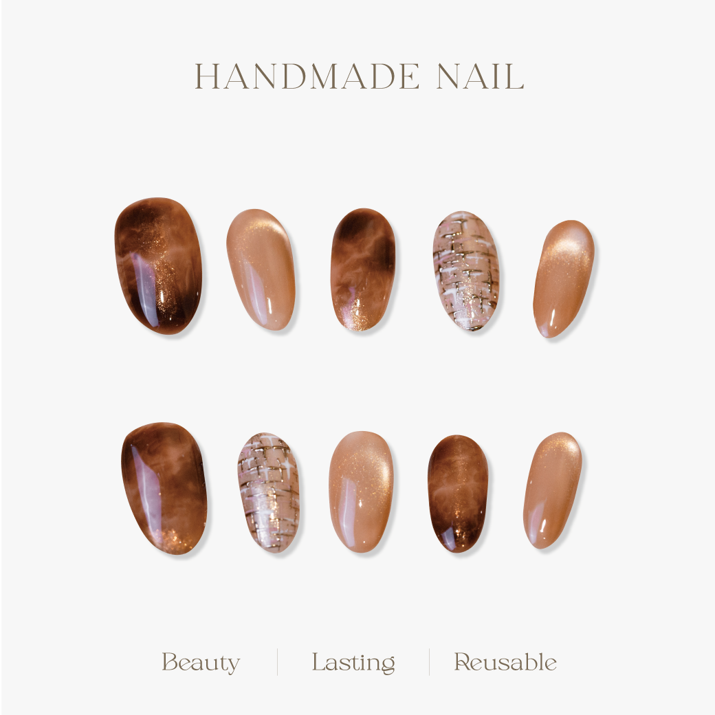 ARTiS di Voce 穿戴美甲片組合-橢圓-焦糖毛呢