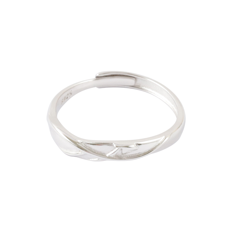 新品-純銀對戒，情侶戒指 曲線交錯環抱半星意象；低調穩重流線感（4056男款）