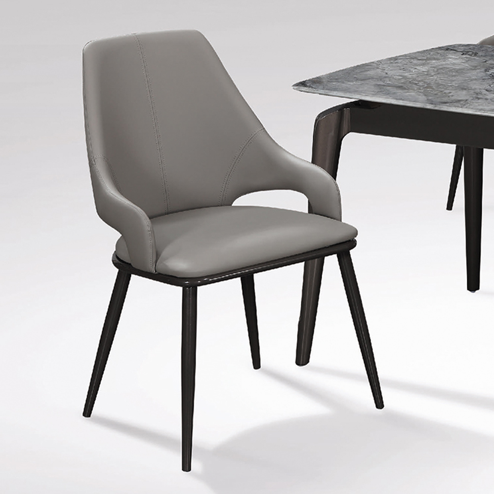 布拉爾工業風灰色皮革餐椅/單椅/休閒椅/洽談椅/商業椅