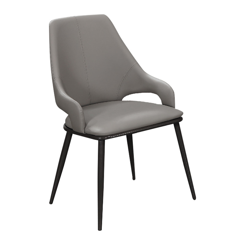 布拉爾工業風灰色皮革餐椅/單椅/休閒椅/洽談椅/商業椅