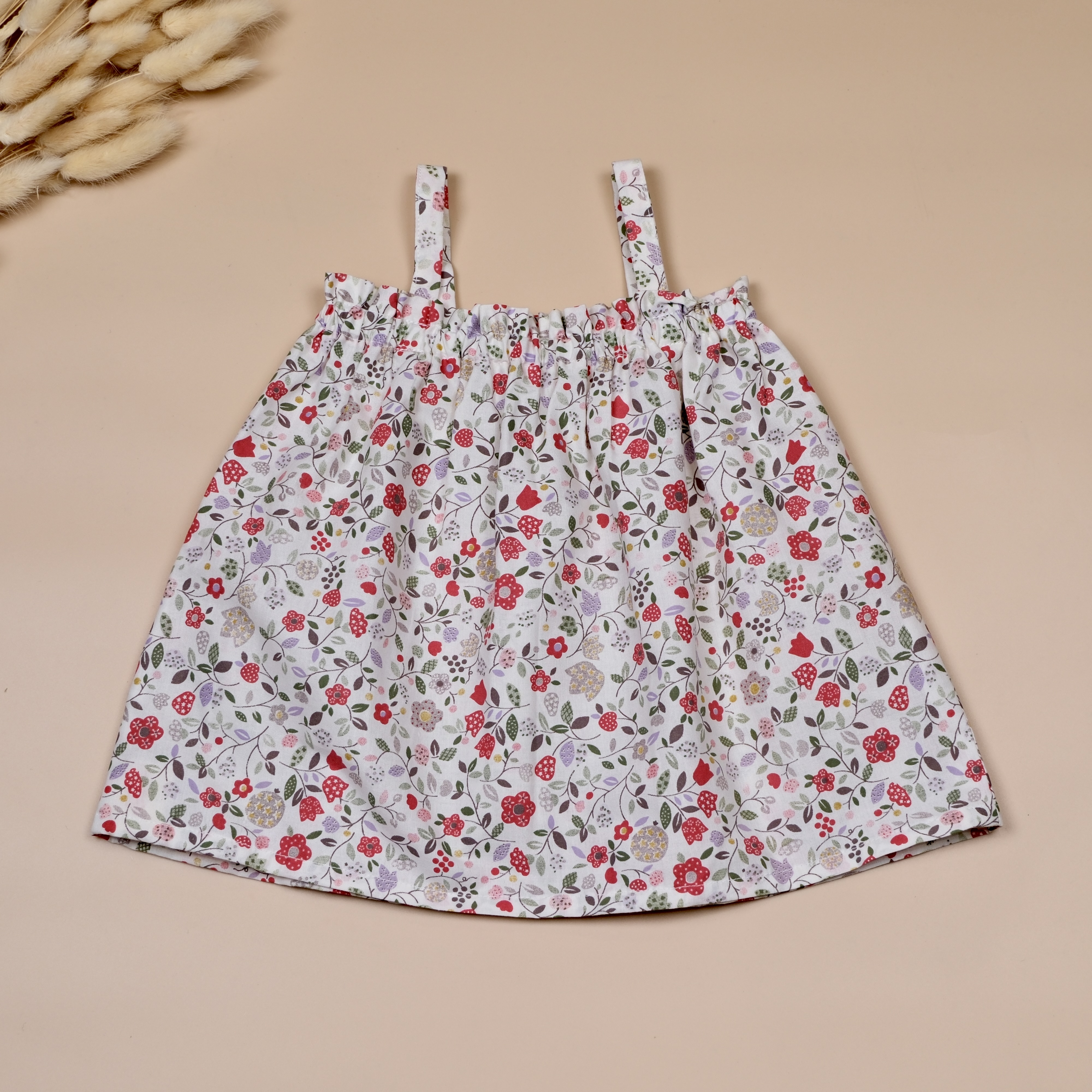 槐夏系列 ᯽ 紅色 ᯽ 手作女童細肩吊帶上衣