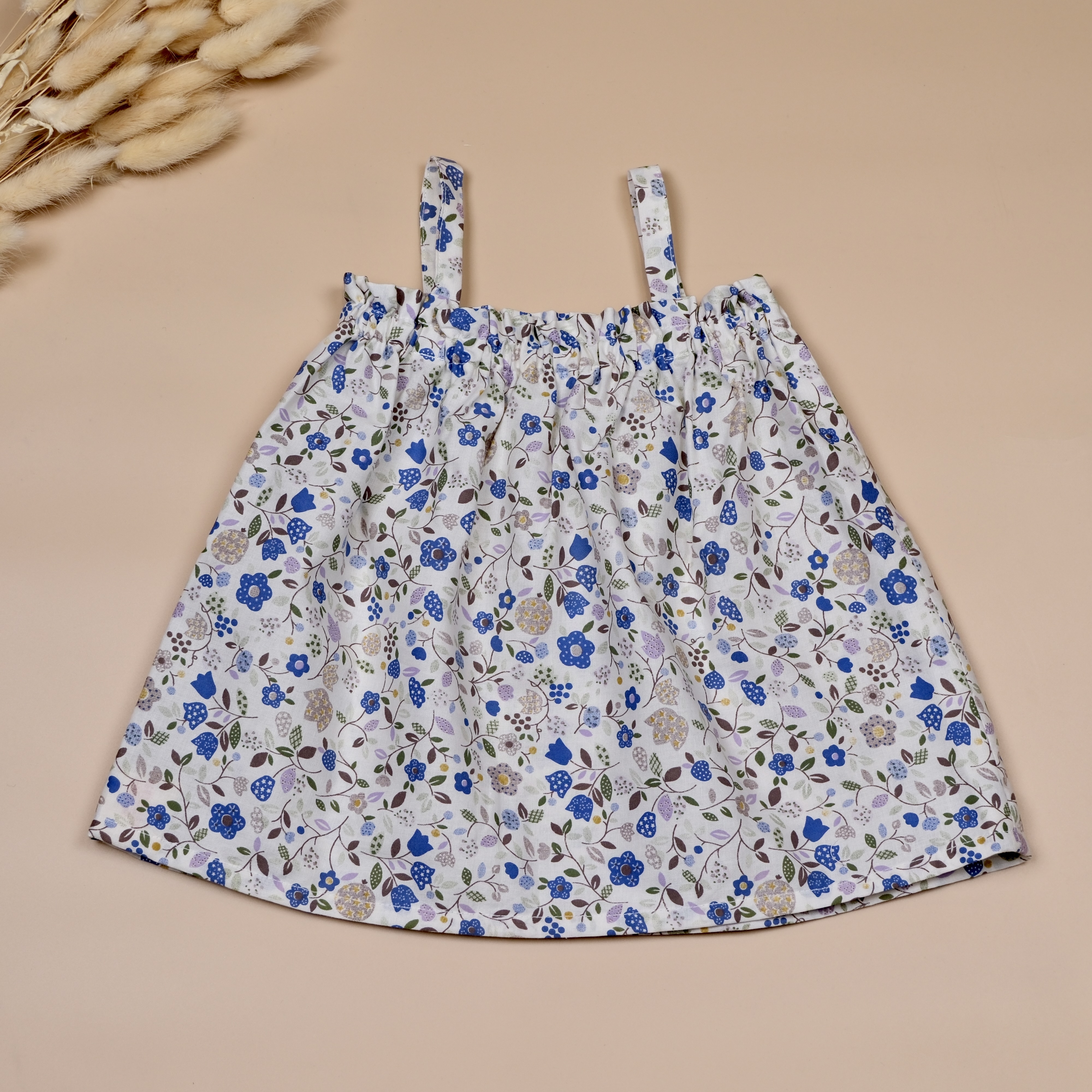 槐夏系列 ᯽ 藍色 ᯽ 手作女童細肩吊帶上衣