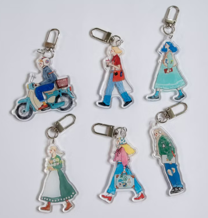 藍色絲巾女孩 我們快樂地向前走 系列 壓克力吊飾｜甜蜜生活La Dolce Vita 台灣