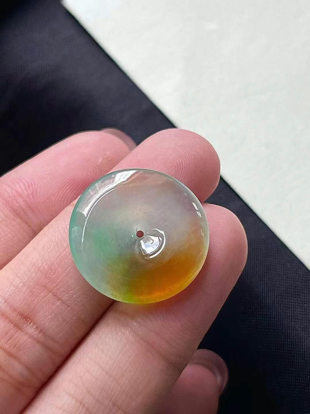 52938 翡翠黃翡平安扣 (20.2mm直徑)