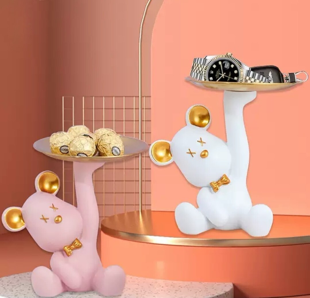 輕奢風可愛小熊收納擺飾