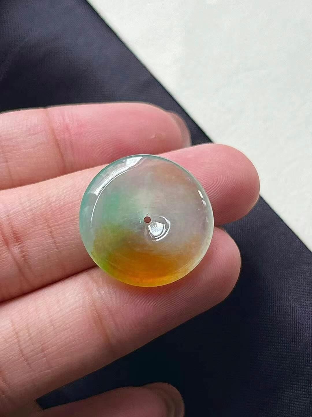 翡翠黃翡平安扣 (20.2mm直徑),天然翡翠A玉, 緬甸玉, Jade, Jadeite