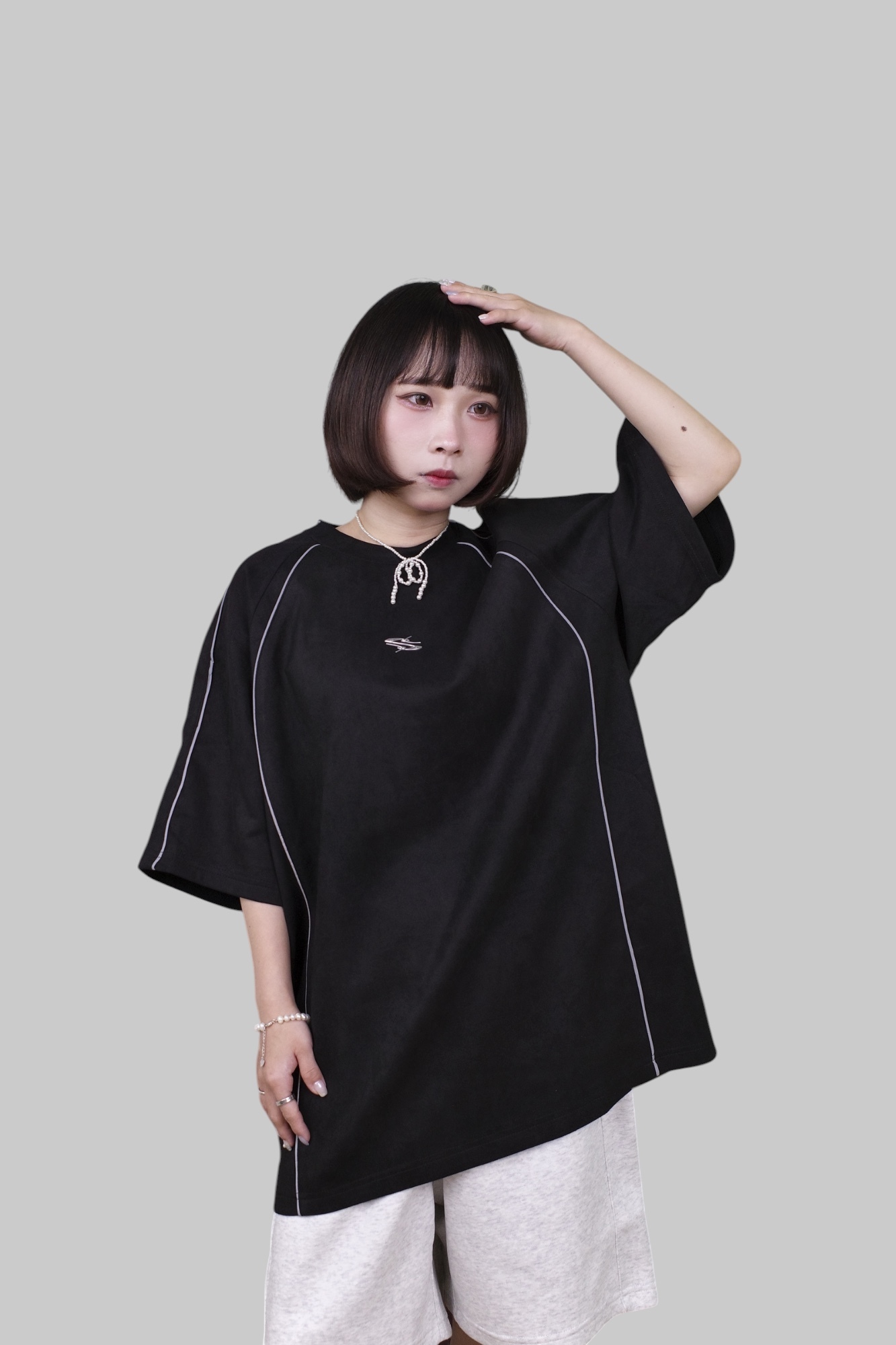 『Always_Good』金屬標 反光 解構 抗皺 落肩 短T