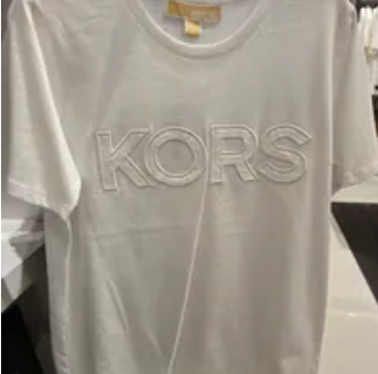 [S] MICHAEL KORS WHITE SEQUINED LOGO COTTON T-SHIRT, JS451DB97J-WHITE (SMK1244)