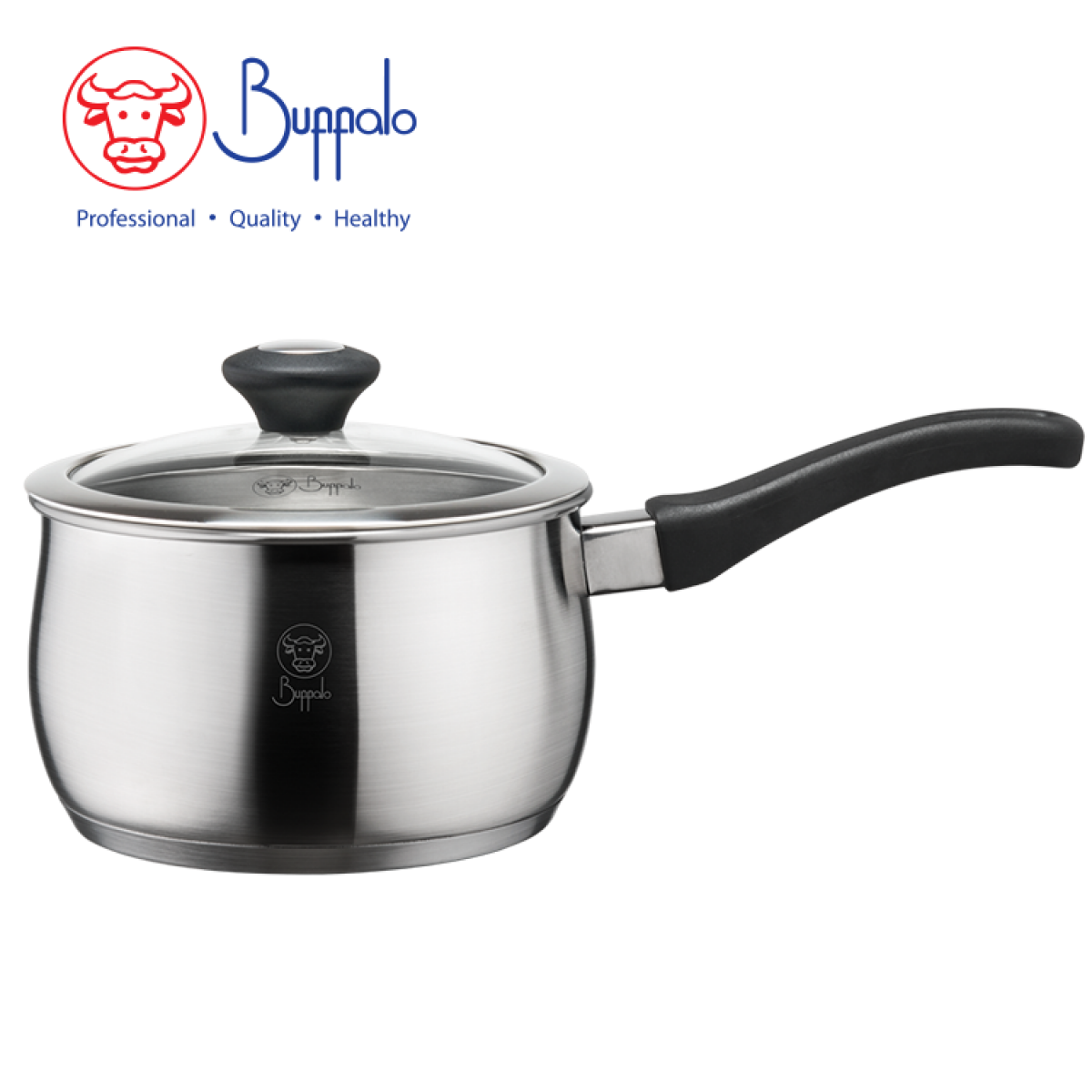 牛頭牌PRECIOUS不銹鋼加厚底電木單柄煲連玻璃蓋(18X11CM/2.85L)_33618P