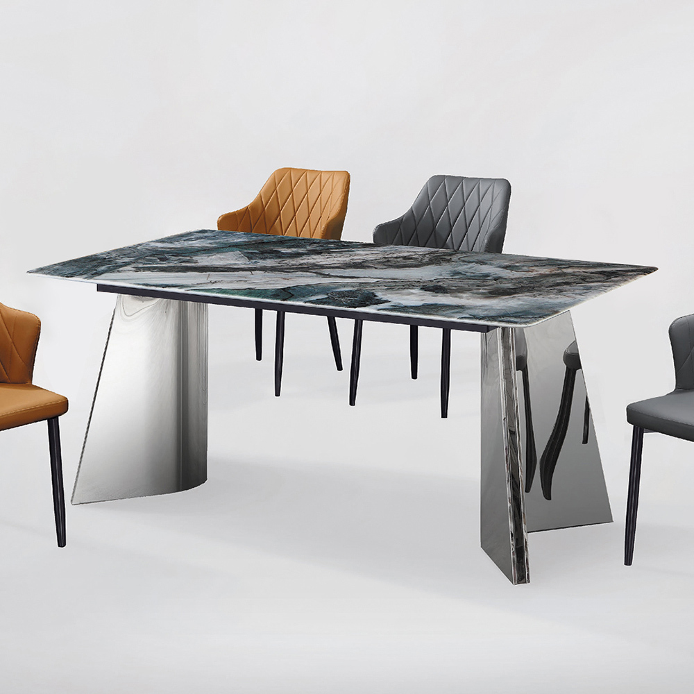卡伊6尺工業風超晶石面造型餐桌/長桌