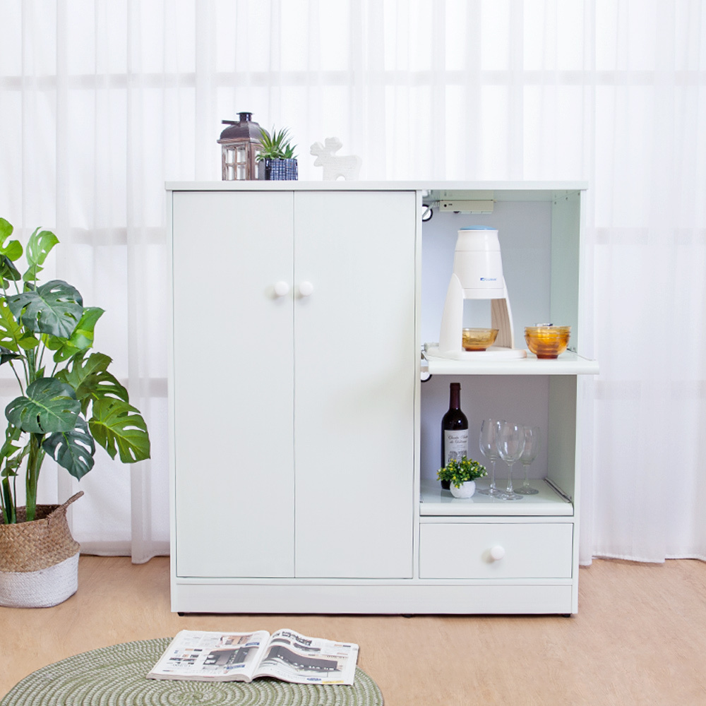 南亞塑鋼-3.6尺二門一抽二拉盤塑鋼電器櫃/收納餐櫃