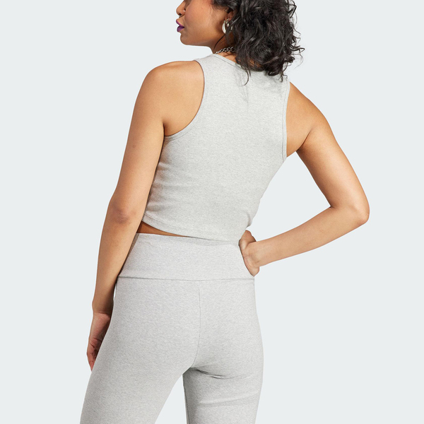 Adidas Rib Tank IJ8261 女 短版 背心 亞洲版 經典 三葉草 休閒 復古 羅紋 修身 灰