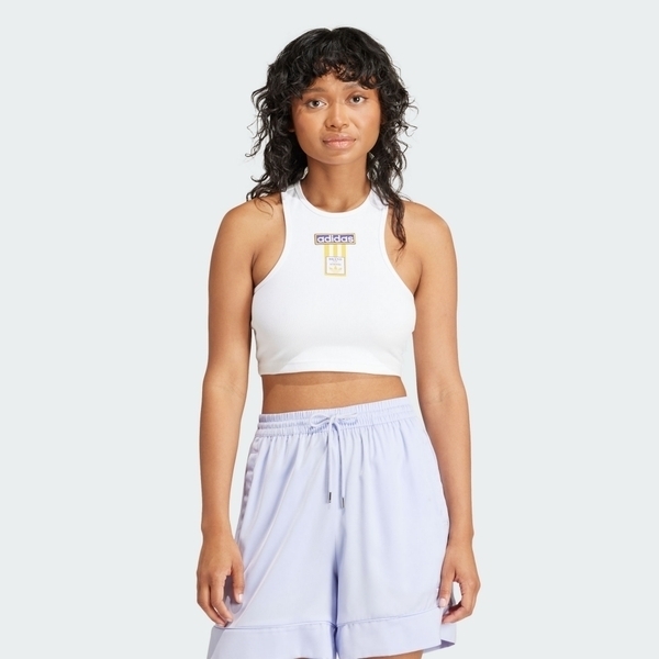 Adidas Adibrk Tank Top IS2434 女 短版 背心 休閒 三葉草 修身 挖背 舒適 白