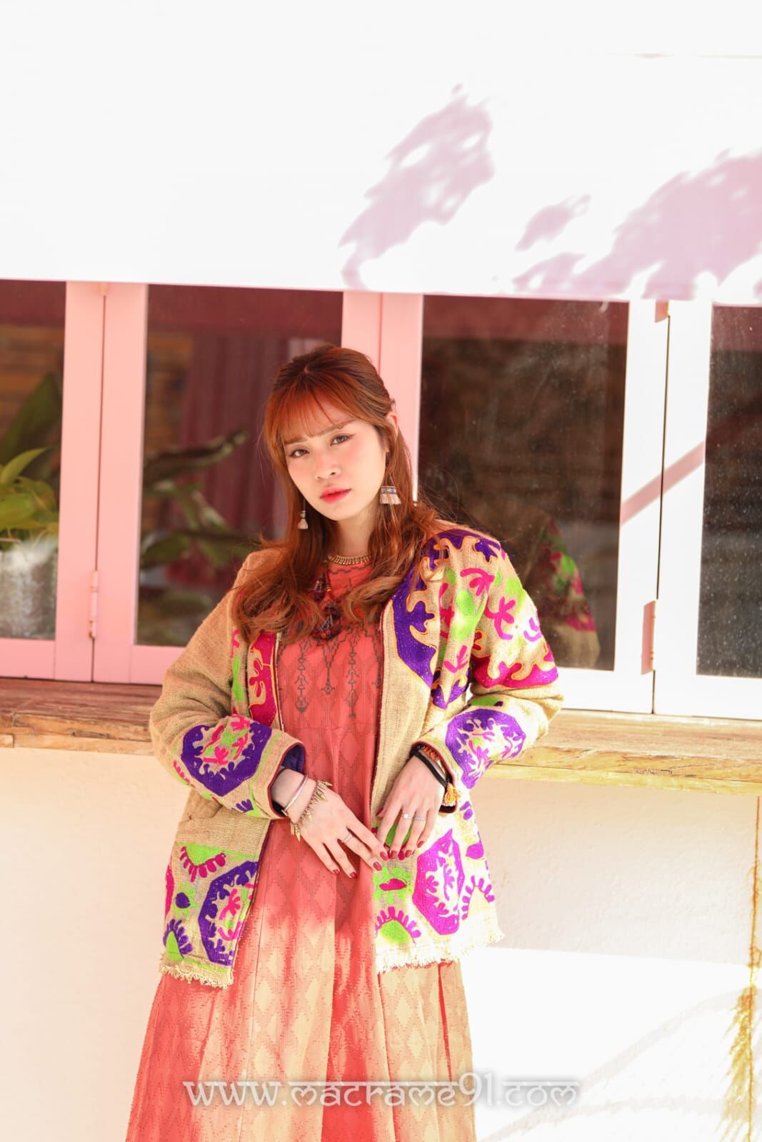 Macrame 刺繡棉麻外套 - MACJK10