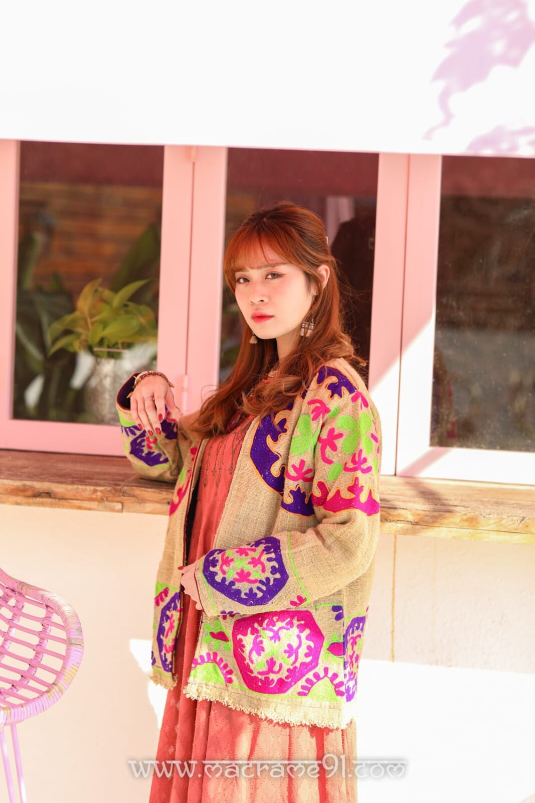 Macrame 刺繡棉麻外套 - MACJK10