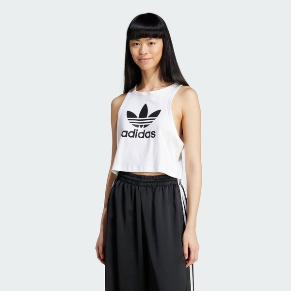 Adidas Trefoil Tank IP0679 女 背心 運動 休閒 經典 三葉草 挖背 棉質 舒適 白黑