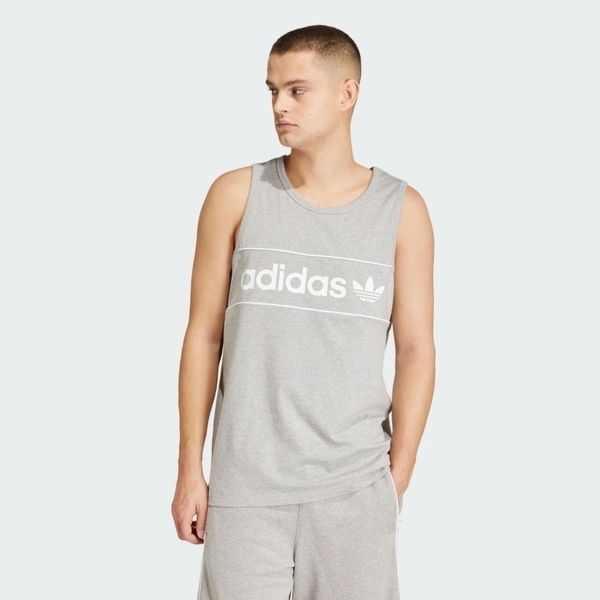 Adidas NY Tank IR9342 男 背心 運動 休閒 復古 經典 三葉草 棉質 灰