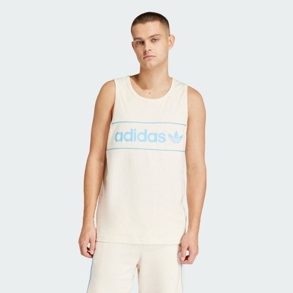 Adidas NY Tank IU0191 男 背心 運動 休閒 復古 經典 三葉草 棉質 米