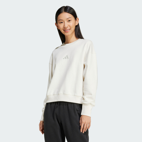 Adidas W ALL SZN SWT IY6748 女 長袖 上衣 大學T 運動 休閒 寬鬆 保暖 舒適 米白