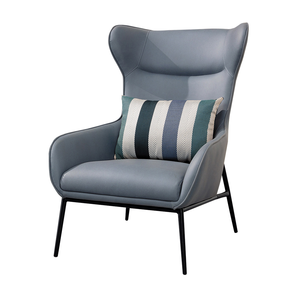 薇塔藍色皮革造型休閒單人椅/沙發椅/設計款餐椅/商務洽談椅/房間椅/會客椅