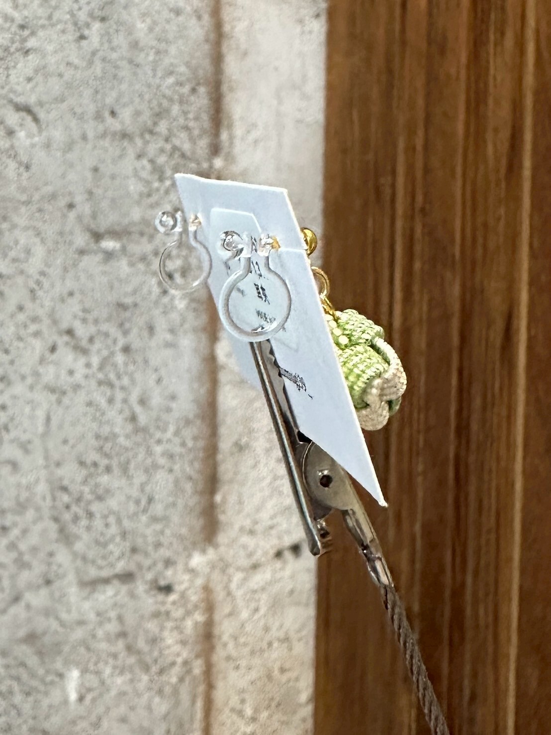 [TUMUGI] 水引單叶耳環 | 綠色 | 耳夾 | NO.151