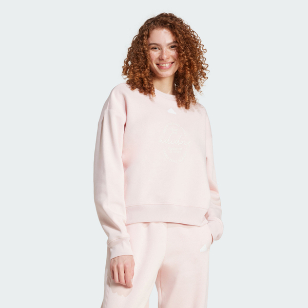 Adidas W BLUV Q3 SWT IY1455 女 長袖上衣 休閒長袖 落肩 舒適 穿搭 粉紅