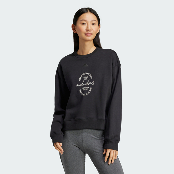 Adidas W BLUV Q3 SWT IY1458 女 長袖上衣 休閒長袖 落肩 舒適 穿搭 黑