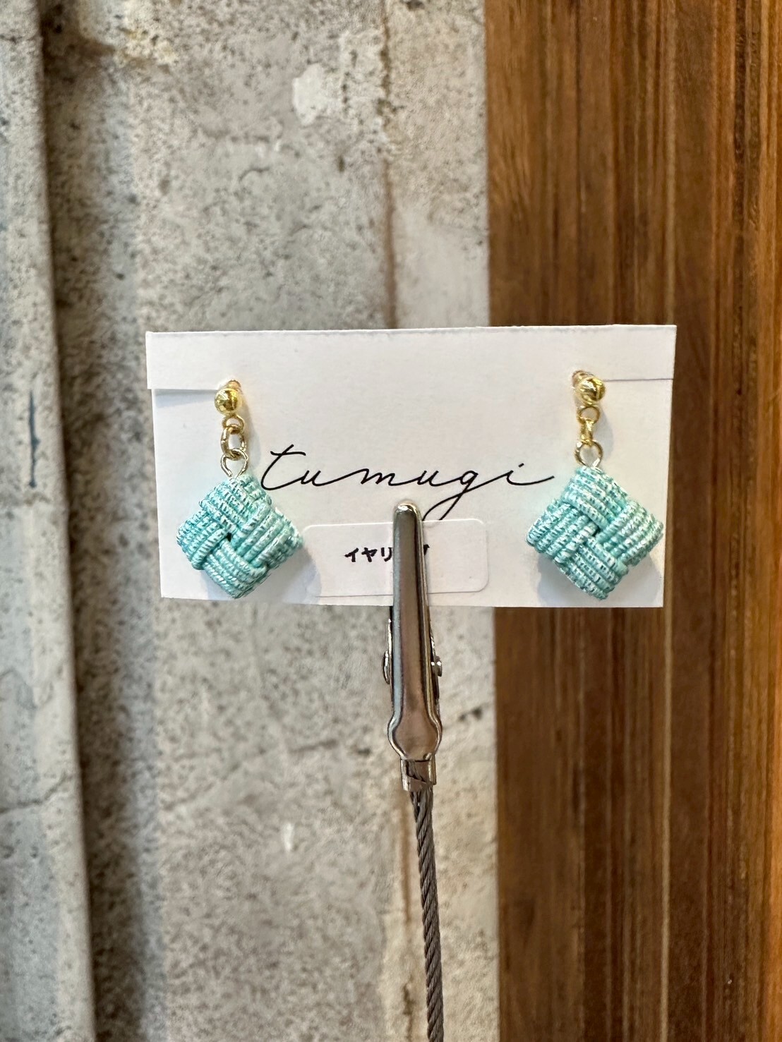 [TUMUGI] 水引單叶耳環 | 藍色 | 耳夾 | NO.150