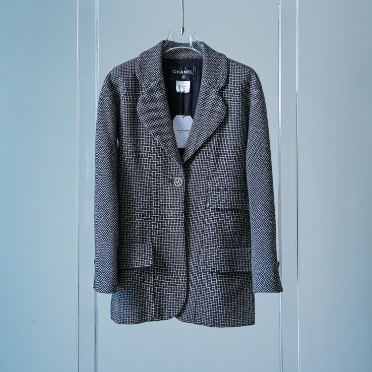 Chanel 黑白千鳥格西裝外套 34號