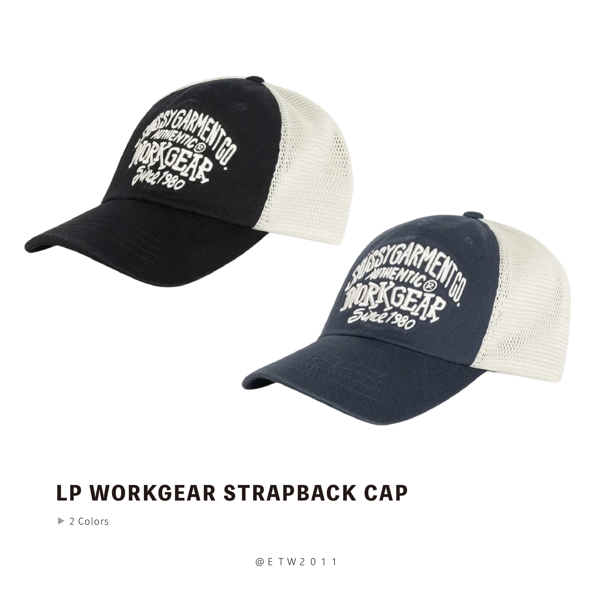☆ETW☆【EASY TO WEAR】STUSSY LP WORKGEAR STRAPBACK CAP 字體 刺繡 拼接 棒球帽 老帽